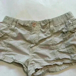 Short khaki BDG cargo shorts.  Horribly wrinkled